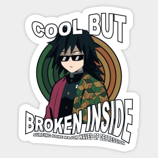 giyu tomioka : Cool but Broken Inside Sticker